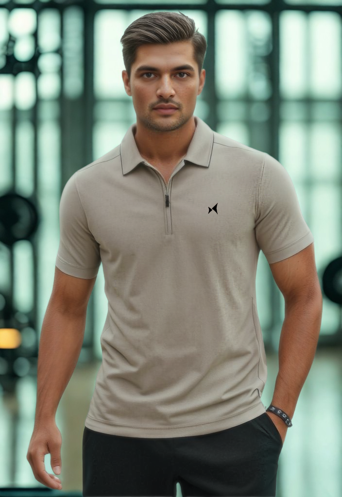Aeroflux Polo T-Shirt, Men, Color: Earth Beige