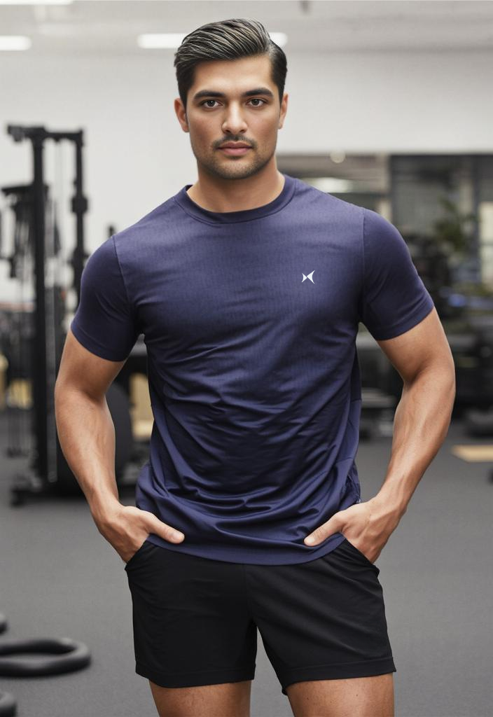 Glidetech Round Neck T-Shirt, Men, Color: Midnight Blue