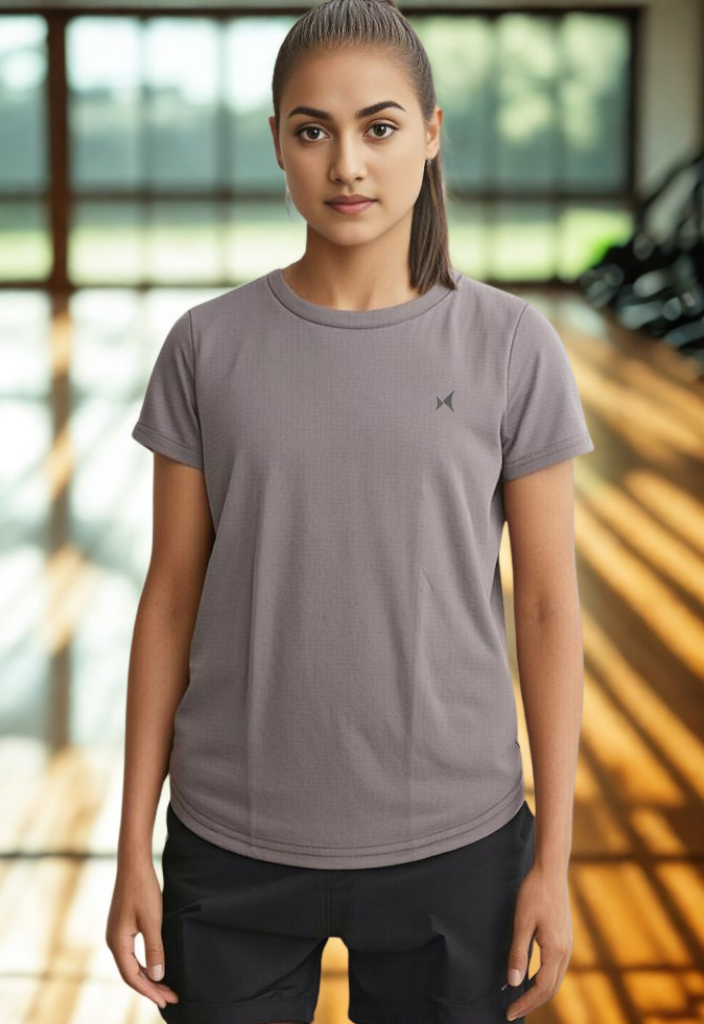 Airweave Lightweight Round Neck T-Shirt, Women, Color: Ash Grey
