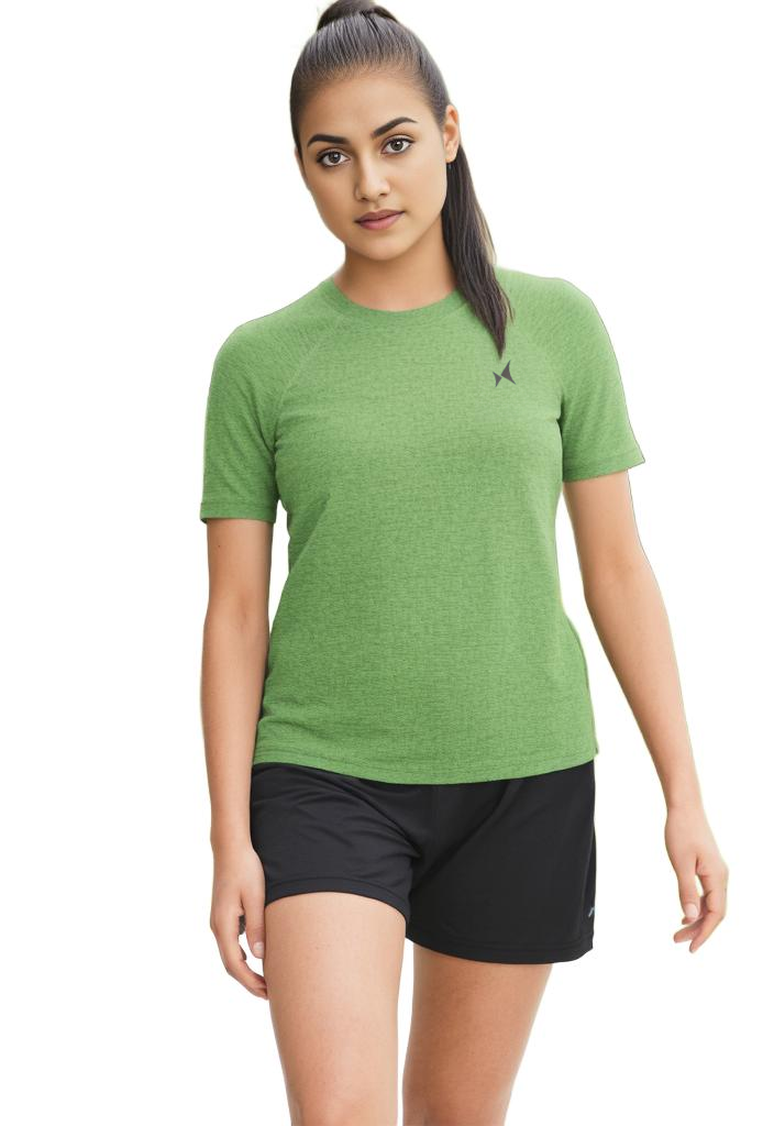 Cloudflex Ultrasoft Round Neck T-Shirt, Women, Color: Tropic Green Melange