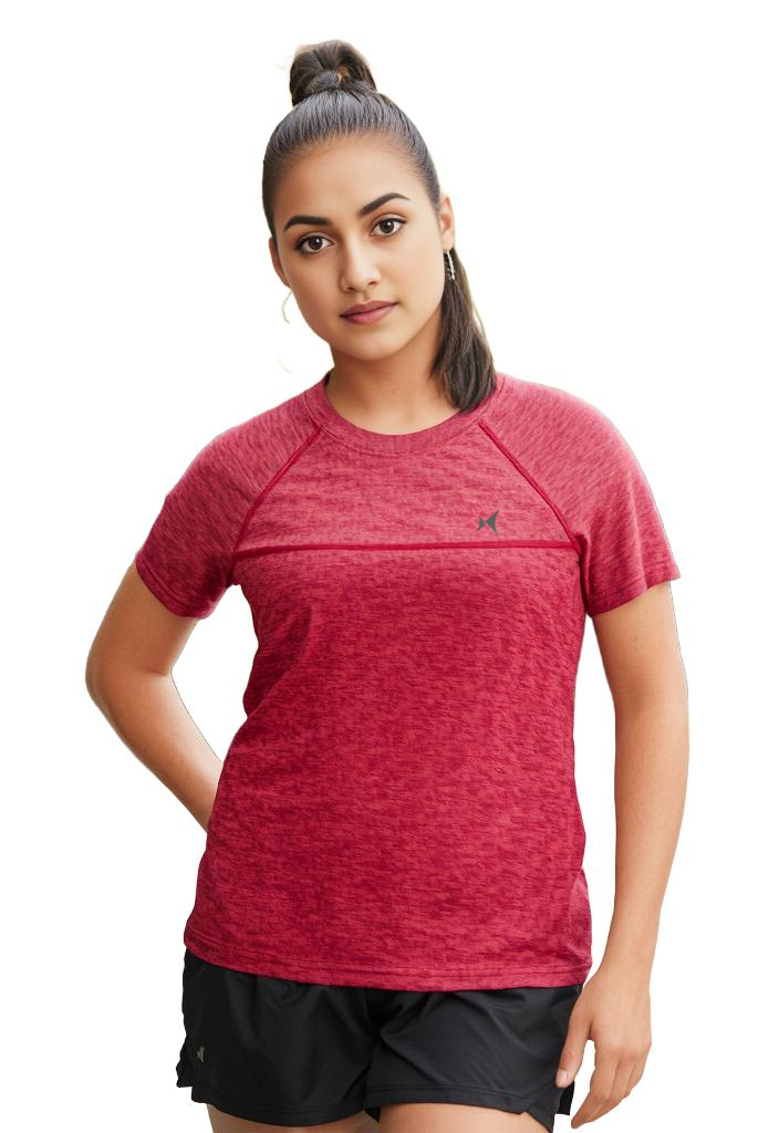 Cloudflex Ultrasoft Round Neck T-Shirt, Women, Color: Ignite Red Melange