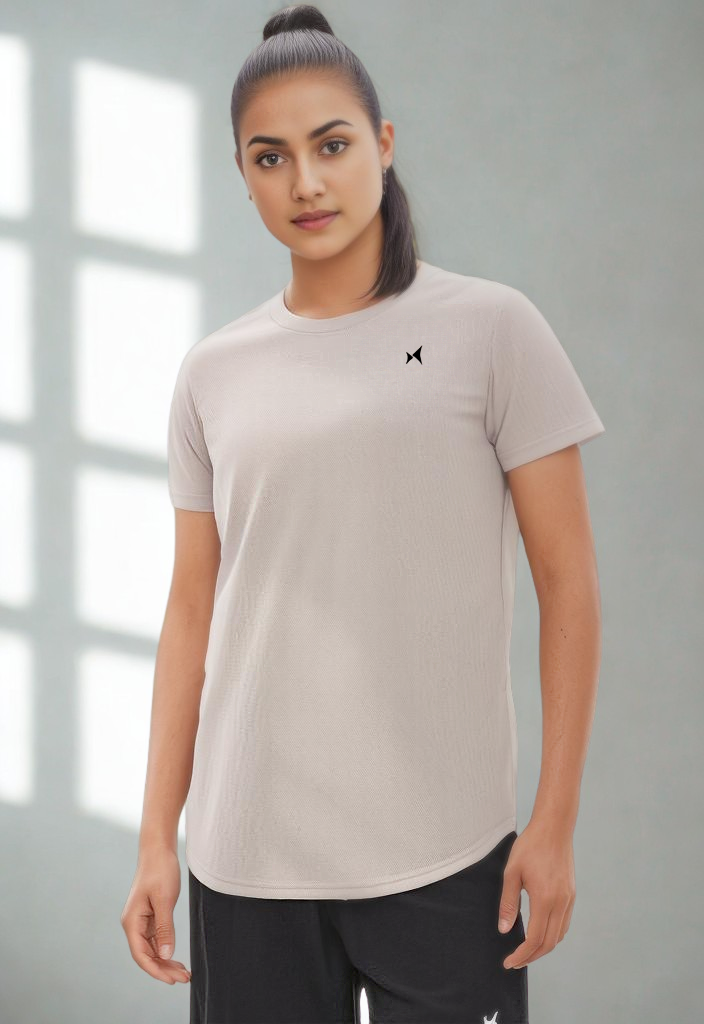 Airweave Lightweight Round Neck T-Shirt, Women, Color: Earth Beige