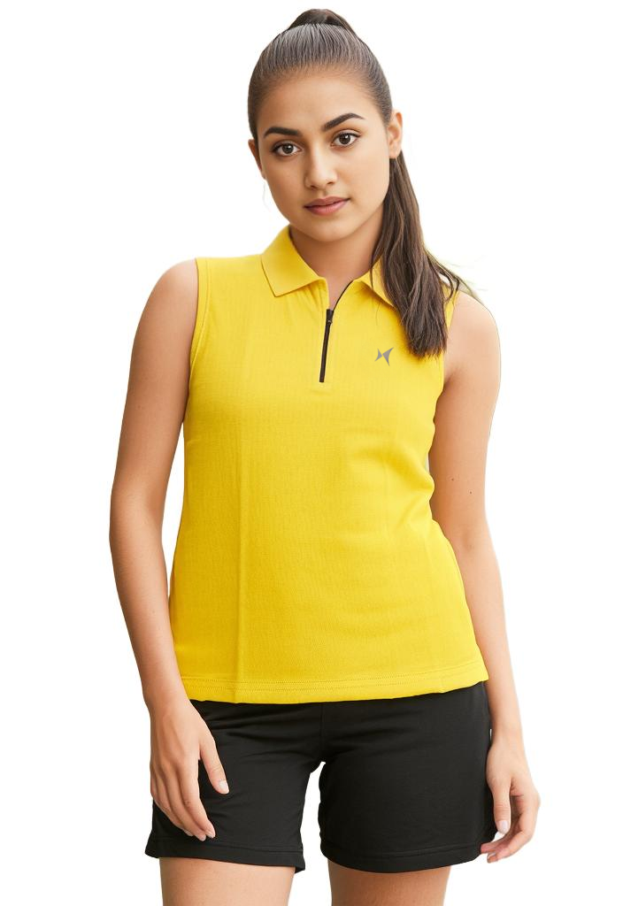 Aeroflux Sleeveless Polo T-Shirt, Women, Color: Sunshine Yellow