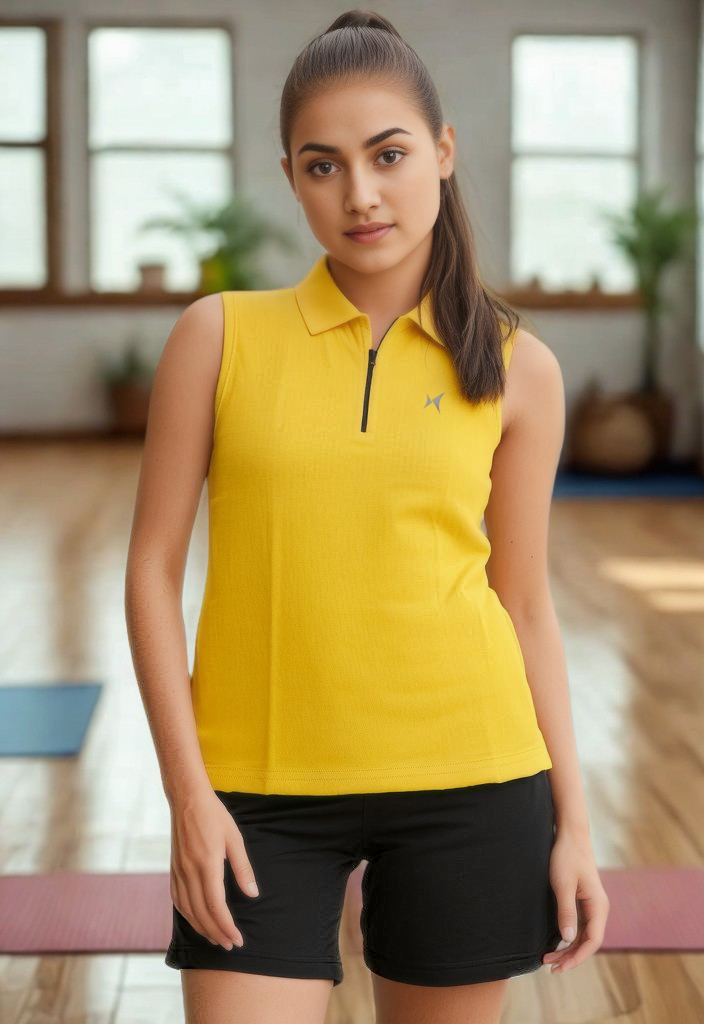 Aeroflux Sleeveless Polo T-Shirt, Women, Color: Sunshine Yellow