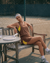 Combo Tank Skorts Co-Ordinated Set - Brown & Yellow