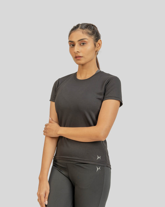 1001 AirWeave Womens Round Neck T-Shirt Black