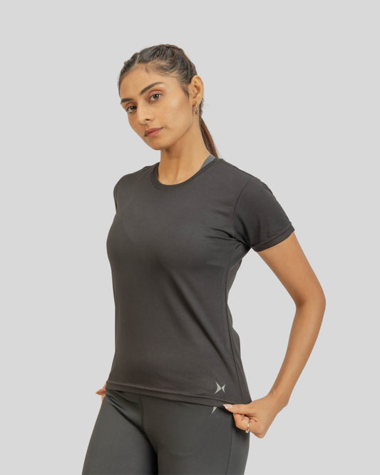 1001 AirWeave Womens Round Neck T-Shirt Black