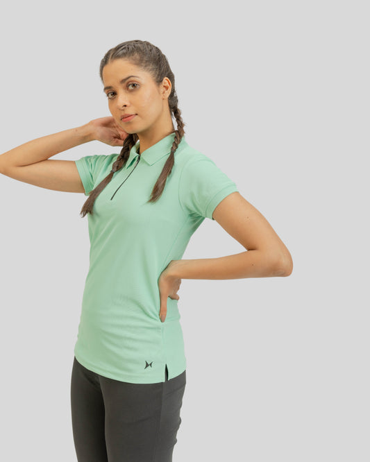 1003 AeroFlux Womens Polo T-Shirt Ice Green