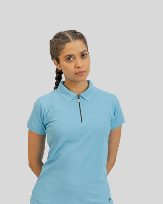 1003 AeroFlux Womens Polo T-Shirt Sky Blue