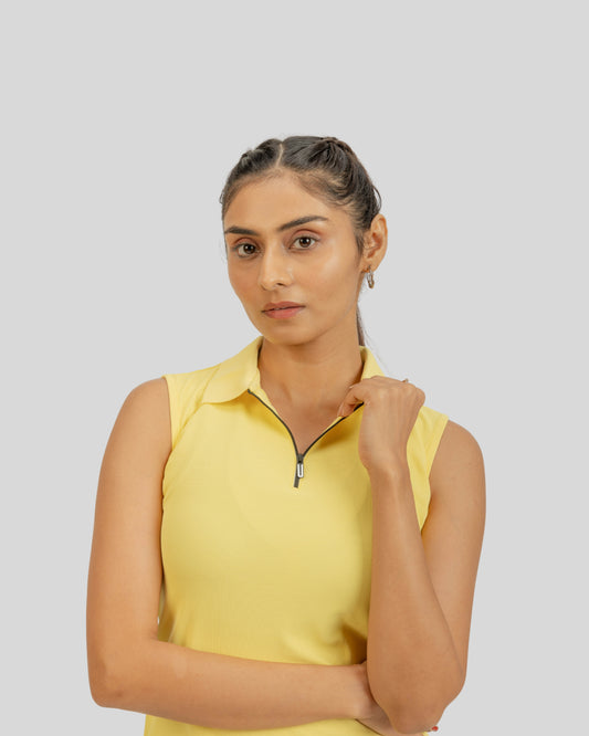 1004 AeroFlux Women sleevles Polo T-Shirt Sunshine Yellow