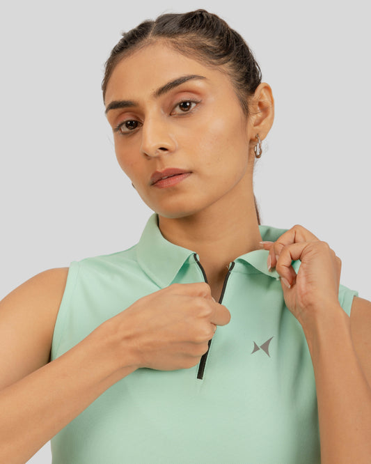 1004 AeroFlux Women sleevles Polo T-Shirt Ice Green