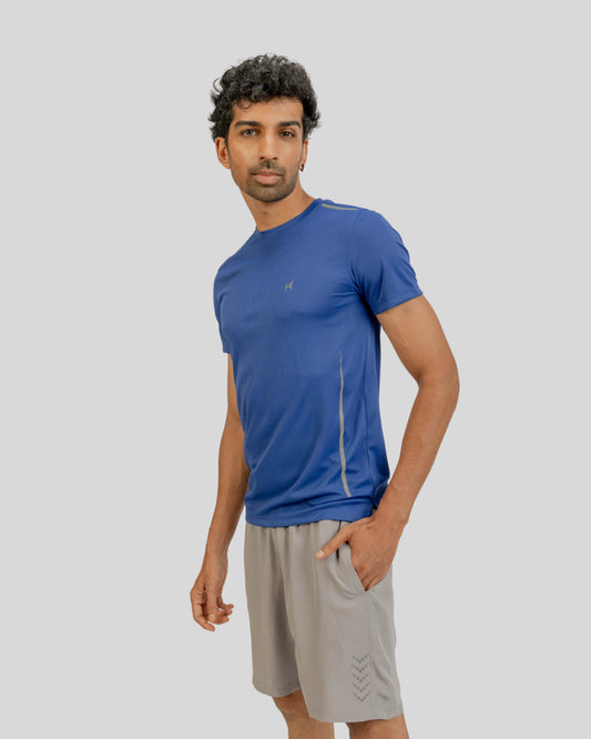 1101 AirWeave Mens Round Neck T-Shirt Blue