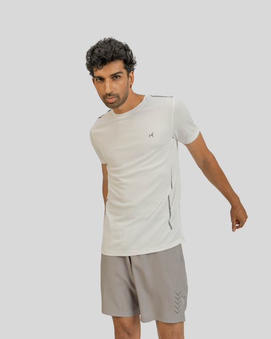 1101 AirWeave Mens Round Neck T-Shirt White