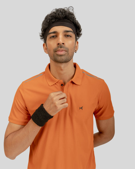 1103 AeroFlux Mens Polo T-Shirt Wood Orange
