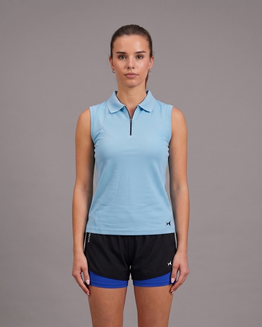 Combo Sleeveless Polo Two-layerd Shorts Blue