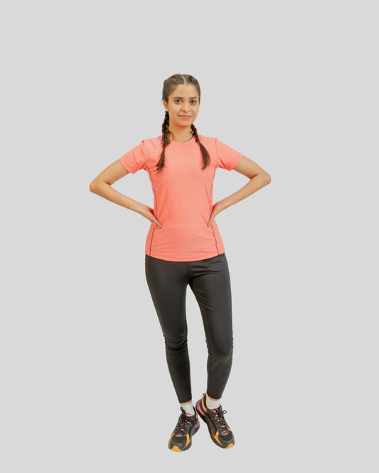 2001 Breeza Womens Round Neck T-Shirt Pink