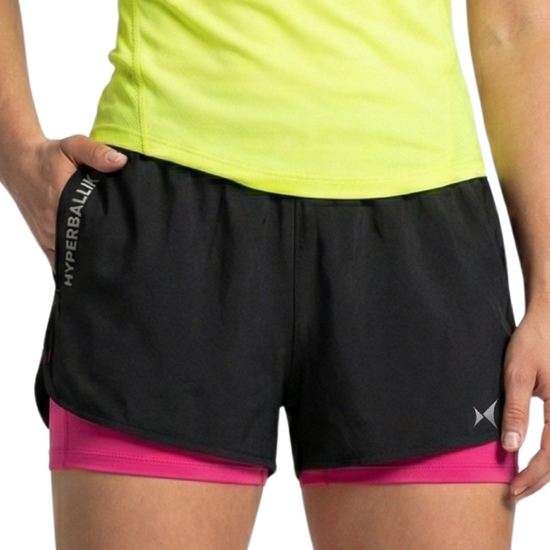 Women two layered workout shorts front view