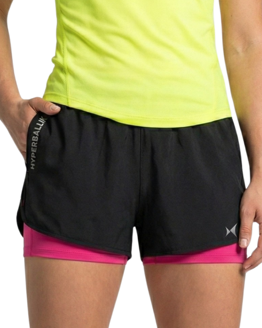 Women two layered workout shorts front view
