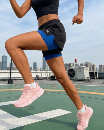 Women running shorts with inner tights