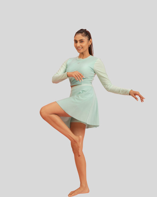 2604 Marise Womens Two Piece Skort Swimsuit Lake Blue