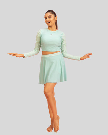 2604 Marise Womens Two Piece Skort Swimsuit Lake Blue