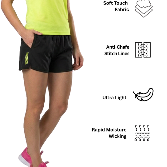 CoreFlex gym shorts side view for women