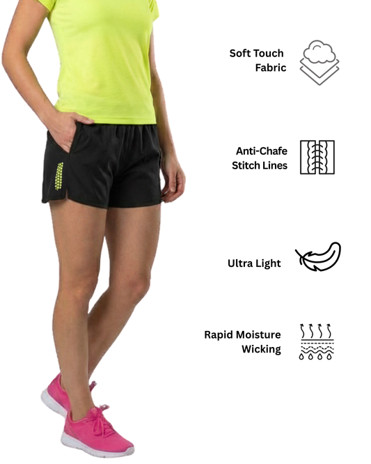 CoreFlex gym shorts side view for women