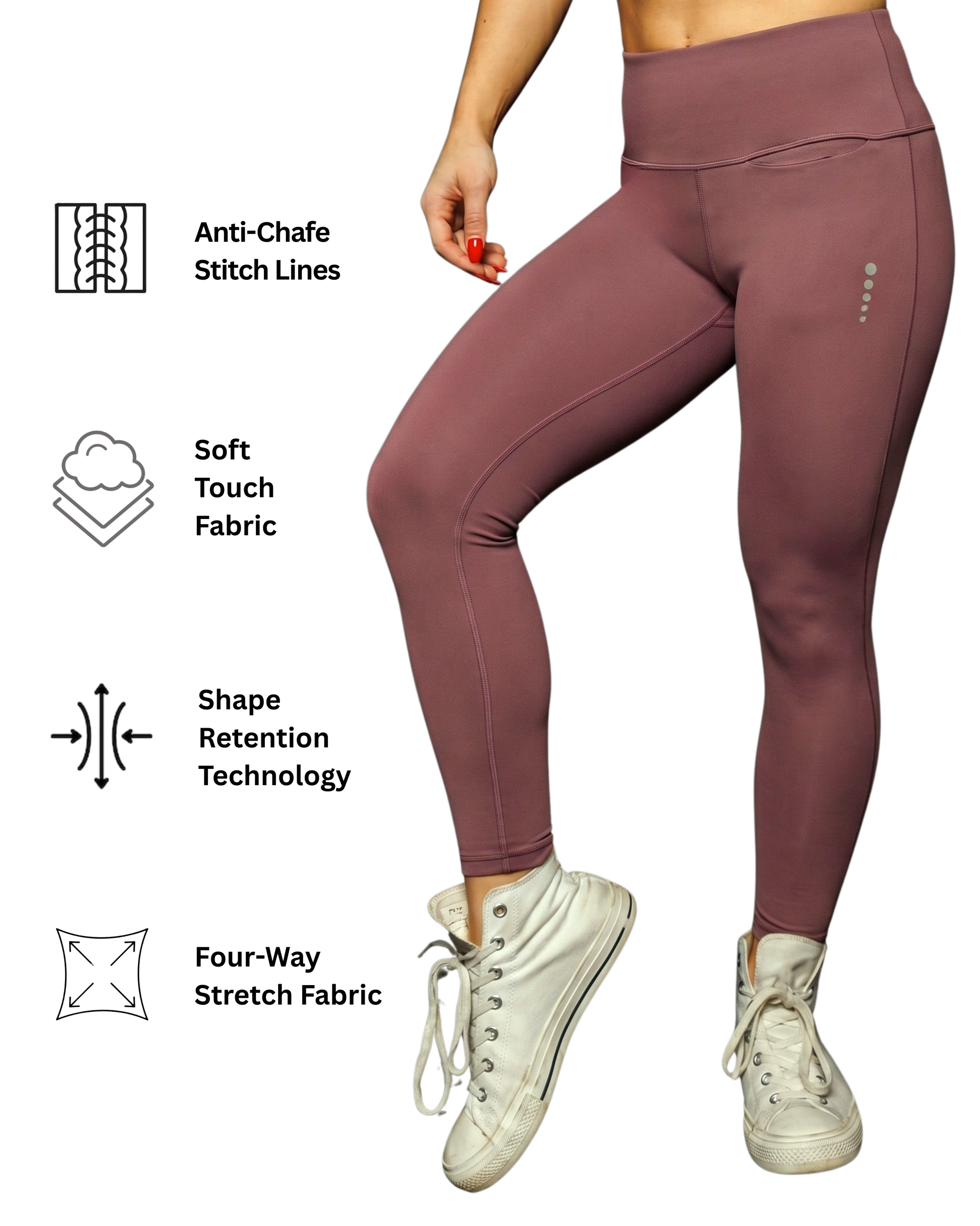 High stretch wine tights for women