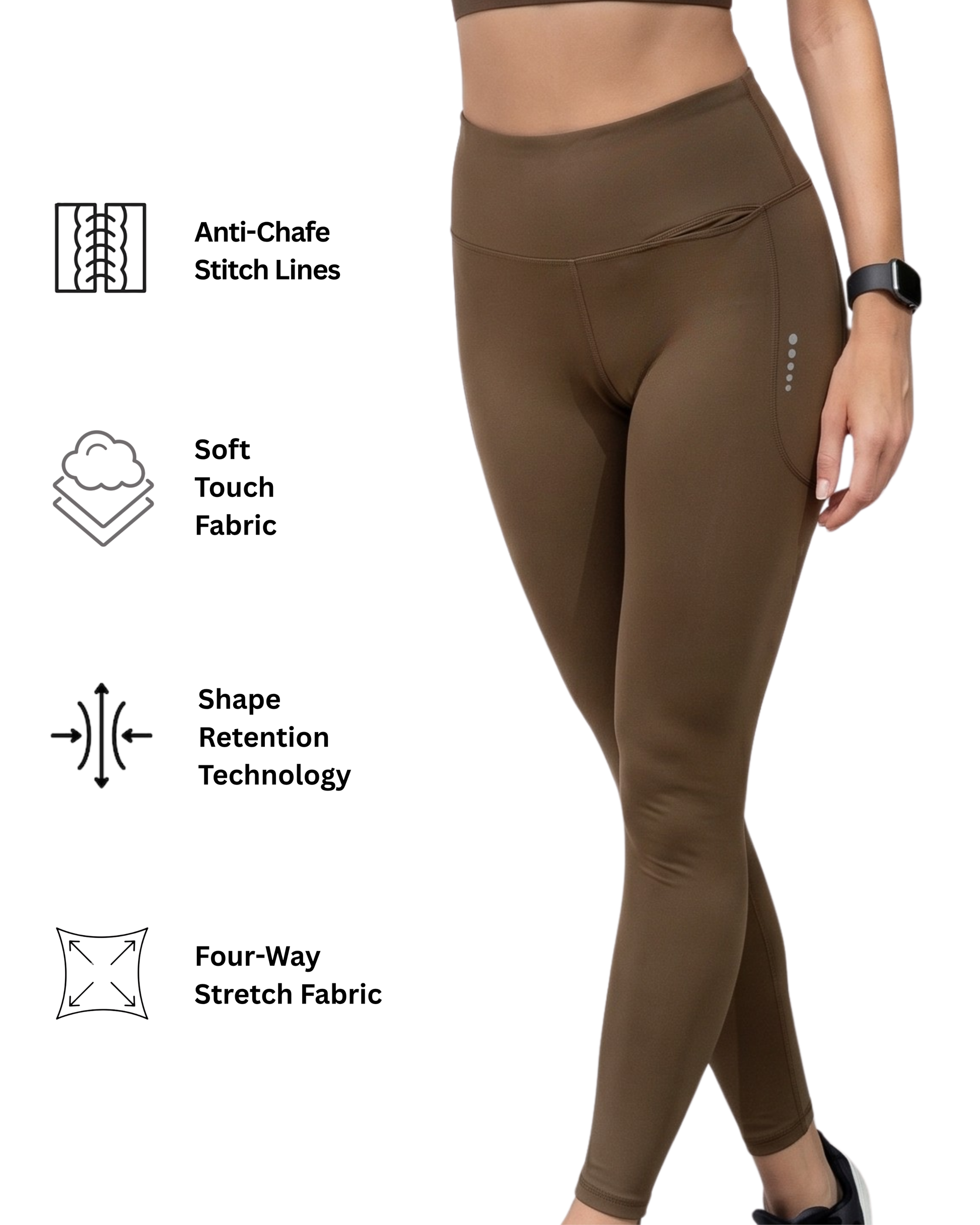 Soft stretch fabric coffee women tights
