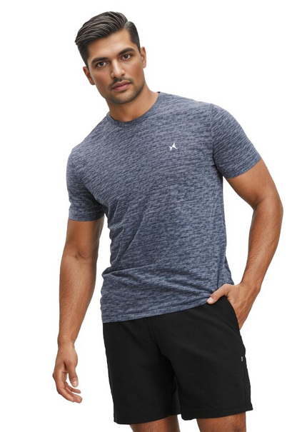 Cloudflex Ultrasoft Round Neck T-Shirt, Men, Color: Marble Blue Melange