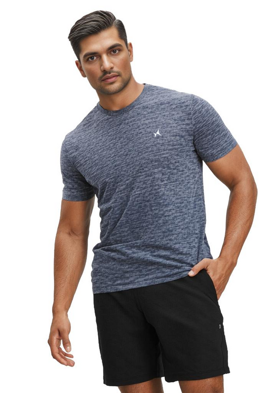 Cloudflex Ultrasoft Round Neck T-Shirt, Men, Color: Marble Blue Melange