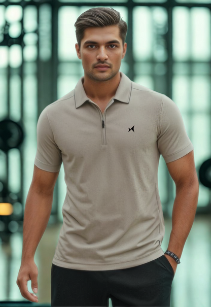Aeroflux Polo T-Shirt, Men, Color: Earth Beige