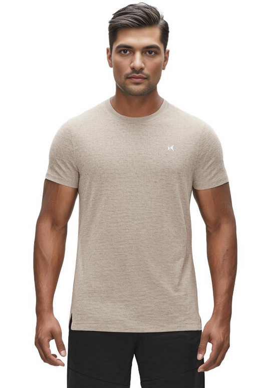 Cloudflex Ultrasoft Round Neck T-Shirt, Men, Color: Desert Beige Melange