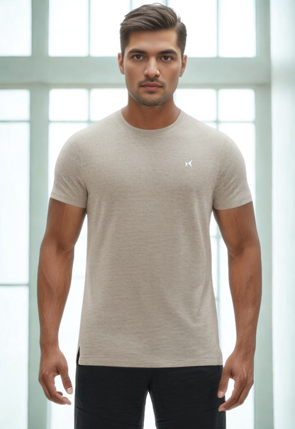 Cloudflex Ultrasoft Round Neck T-Shirt, Men, Color: Desert Beige Melange