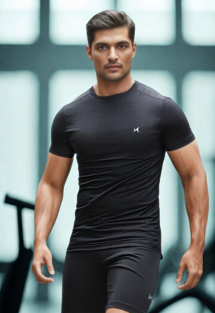Airweave Lightweight Round Neck T-Shirt, Men, Color: Raven Black
