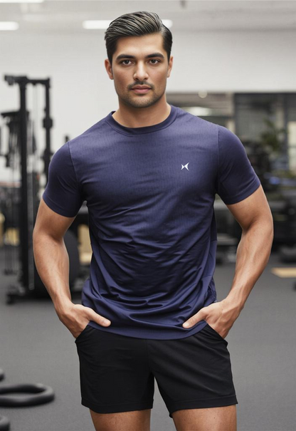 Glidetech Round Neck T-Shirt, Men, Color: Midnight Blue