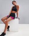 Combo Double Strap Sports Bra Black and Two Layered Shorts Pink