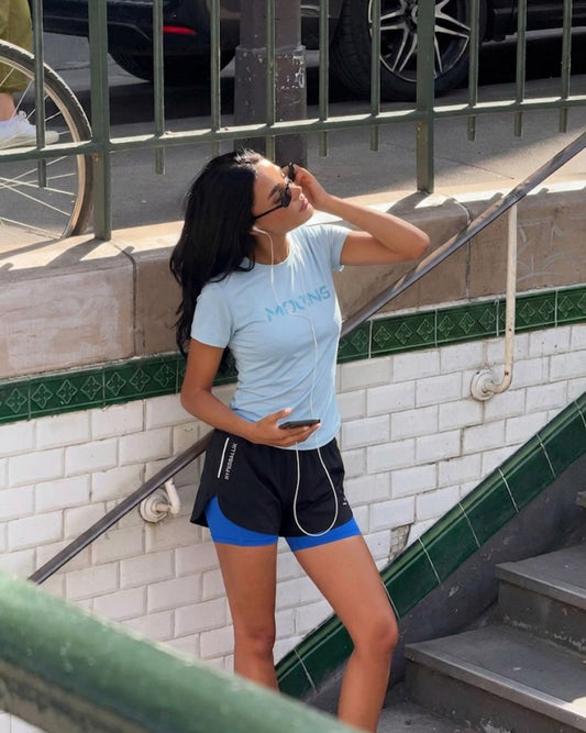 Combo T-Shirt and Two Layered Shorts Blue