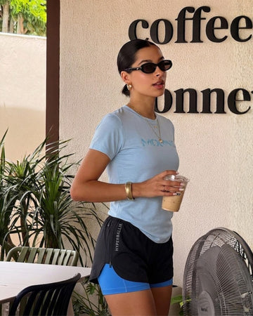 Combo T-Shirt and Two Layered Shorts Blue