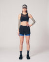 Combo Double Strap Sports Bra Black and Two Layered Shorts Blue