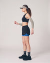 Combo Double Strap Sports Bra Black and Two Layered Shorts Blue