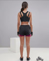 Combo Double Strap Sports Bra Black and Two Layered Shorts Pink