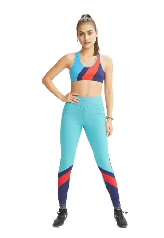 Cordset Co-ordinated Sports Bras and Leggings, Color: Ice Blaze
