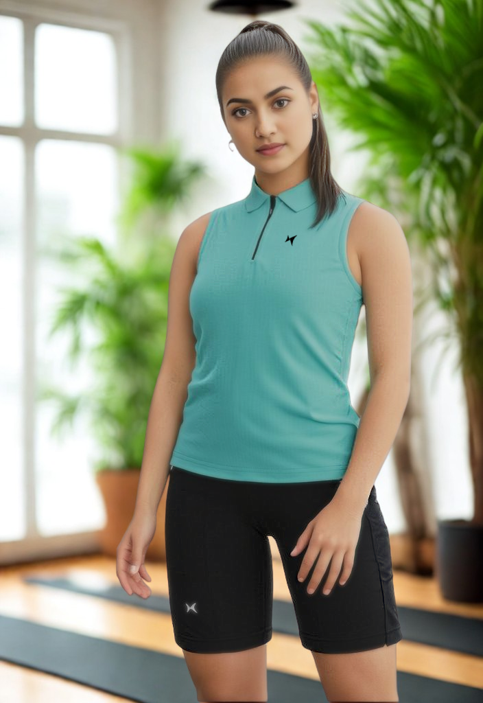 Aeroflux Sleeveless Polo T-Shirt, Women, Color: Ice Green