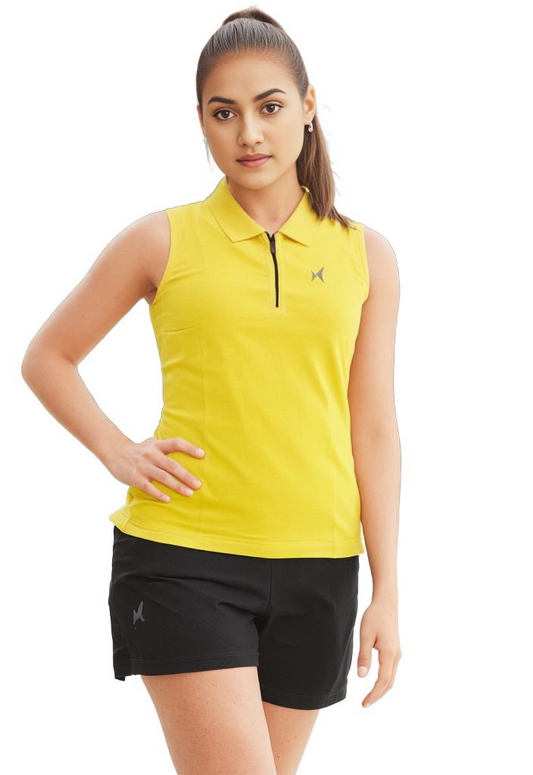 Aeroflux Sleeveless Polo T-Shirt, Women, Color: Sunshine Yellow