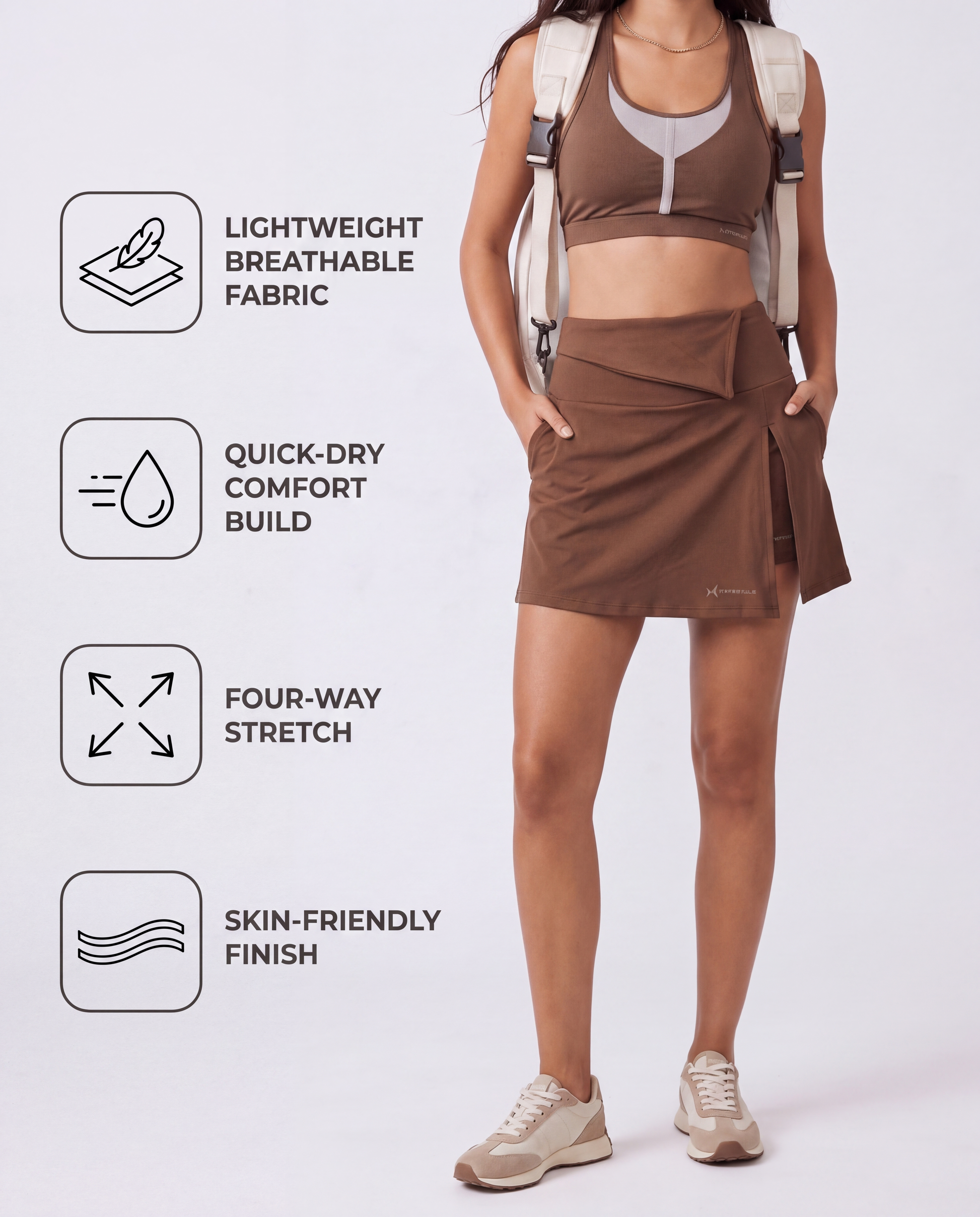 Flextra Womens Skorts Cofee - features