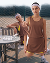 Combo Tank Skorts Set Brown & Yellow - features