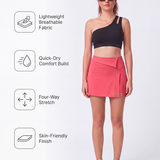 Flextra Womens Skorts Hot Coral - features