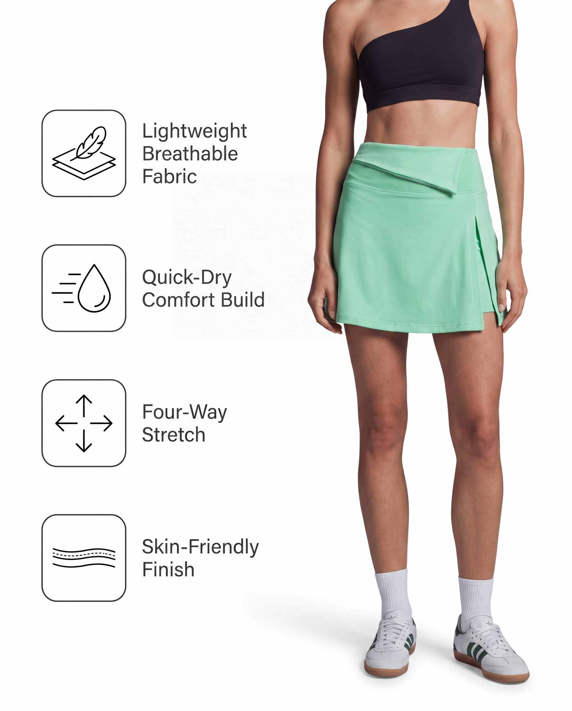 Flextra Womens Skorts Lime - features
