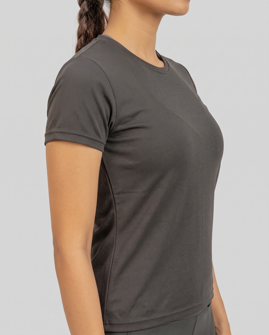 1001 AirWeave Womens Round Neck T-Shirt - Black